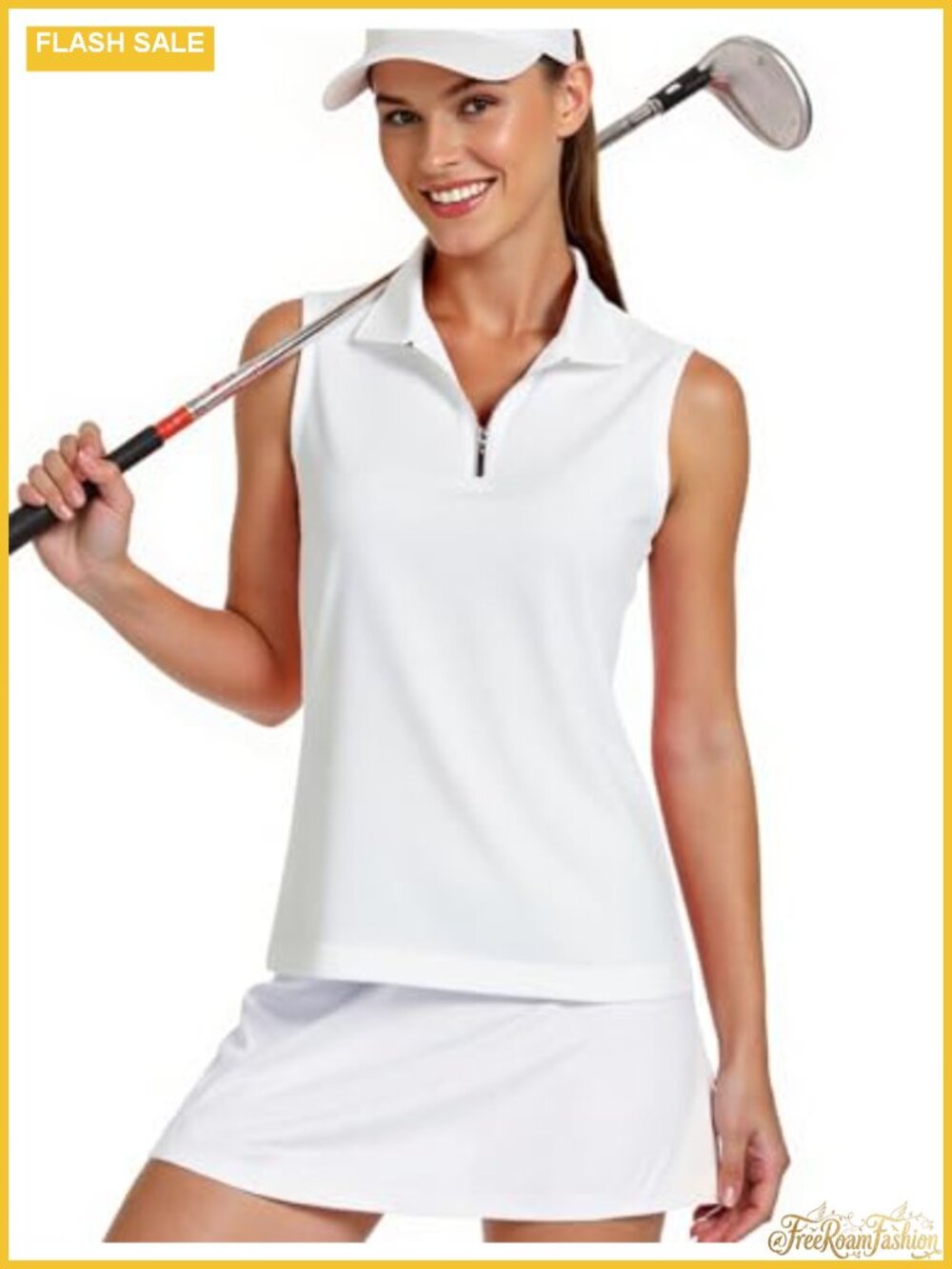 AURUZA Women's Sleeveless Golf Polo Shirt UPF 50+ Quick Dry 4-Way Stretch